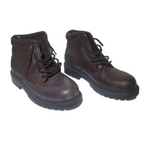 Dockers Leather Ankle Boots Size 7.5 Brown Leather Ankle High Lace Up